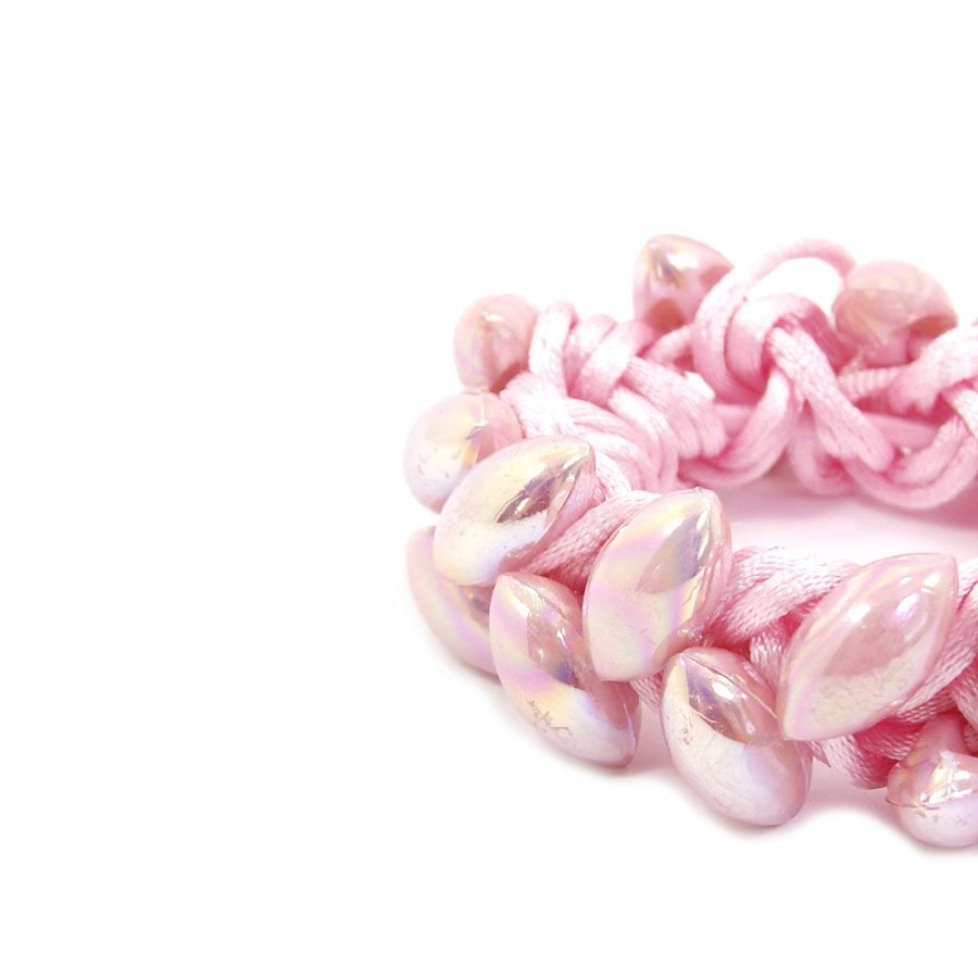 Acessorio Para Cabelo Bijoulux | Scrunchie Rosa Entrelacado Com Navetes