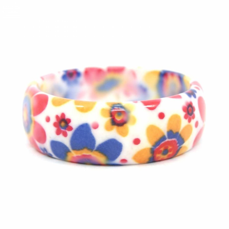 Super Promo Bijoulux | Pulseira Bracelete Branco Com Flores