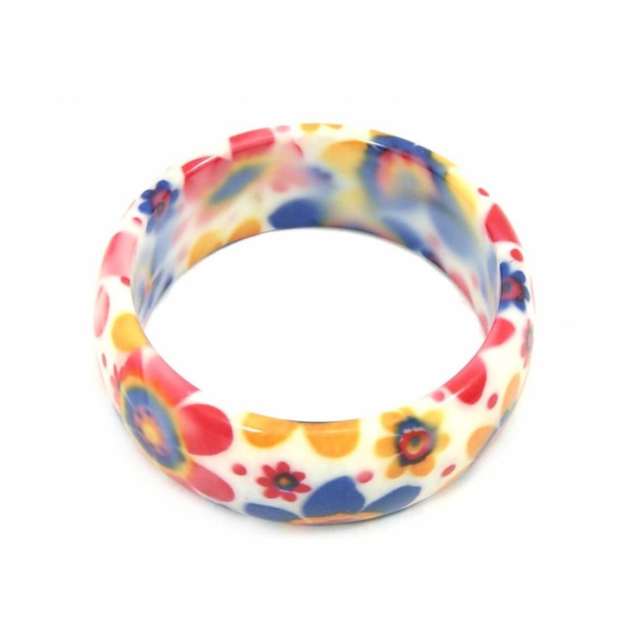 Super Promo Bijoulux | Pulseira Bracelete Branco Com Flores