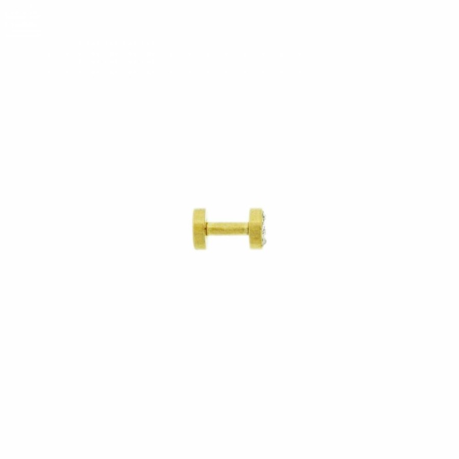 Piercing Bijoulux | Alargador Dourado Com Strass 6Mm