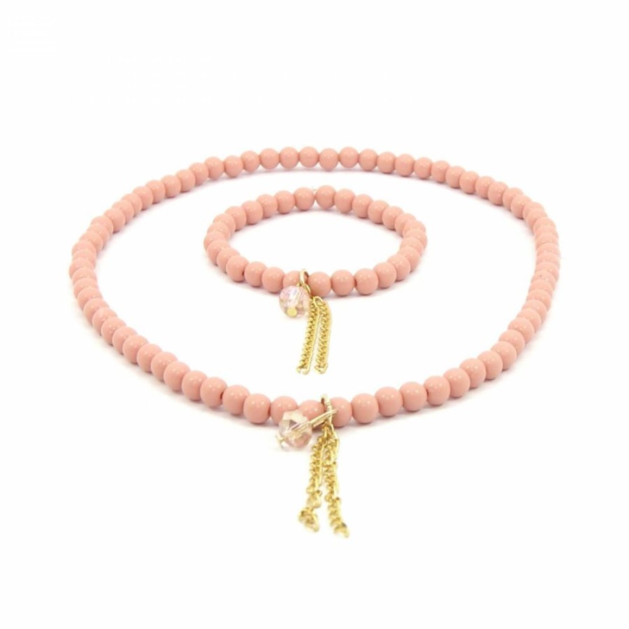 Super Promo Bijoulux | Kit De Colar E Pulseira Rosa Com Tassel