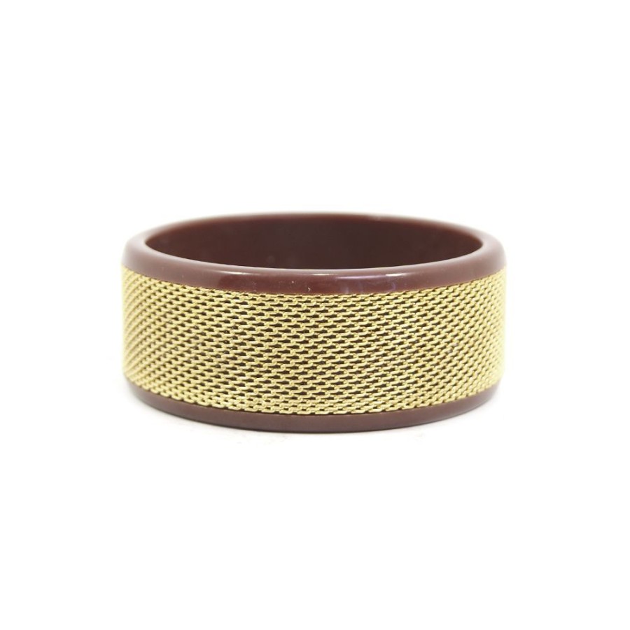 Pulseira Bijoulux | Pulseira Bracelete Marrom E Dourado