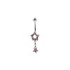 Piercing Bijoulux | Piercing De Umbigo Prateado Com Estrelas De Strass Rosa