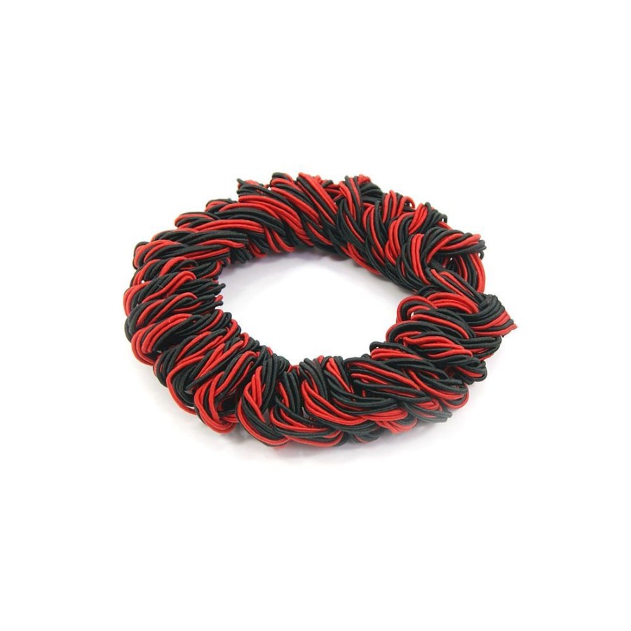 Acessorio Para Cabelo Bijoulux | Scrunchie Vermelho E Preto De Fios