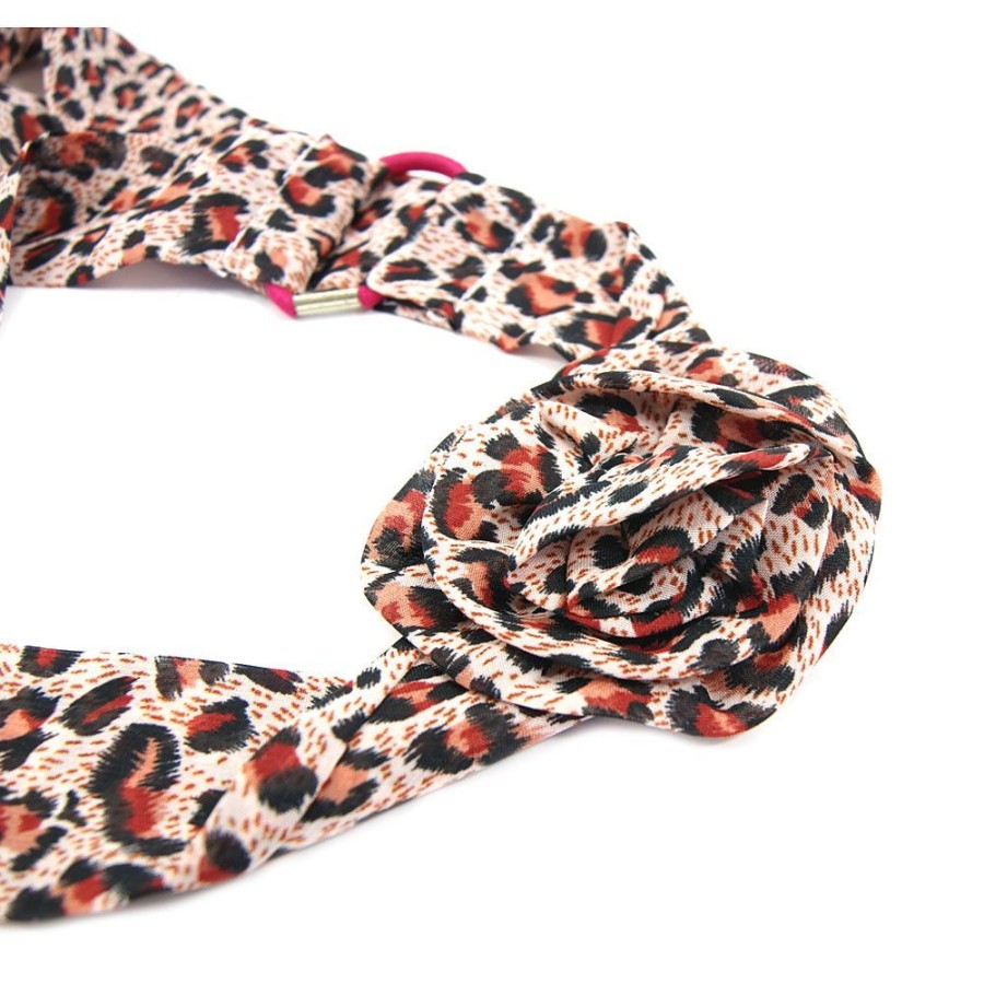 Para Cabelos Bijoulux | Headband Turbante Animal Print Vermelho Com Flor