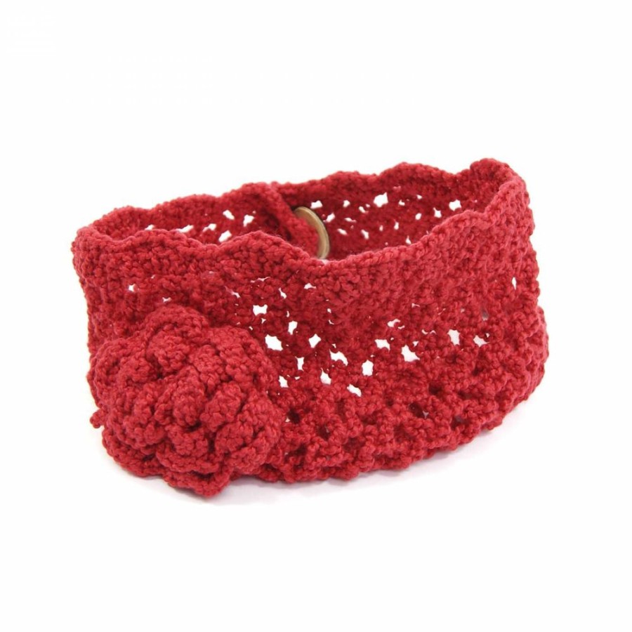 Para Cabelos Bijoulux | Turbante Vermelho Em Croche Com Flor