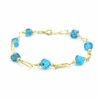 Pulseira Bijoulux | Pulseira Dourada Folheado Com Pedra Azul