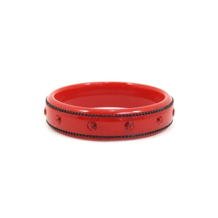 Pulseira Bijoulux | Pulseira Bracelete Vermelho Com Strass