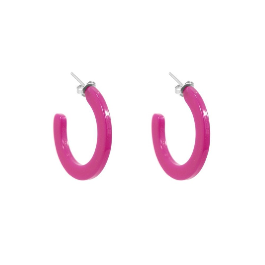 Brinco Bijoulux | Brinco Argola De Acrilico Lisa Pink