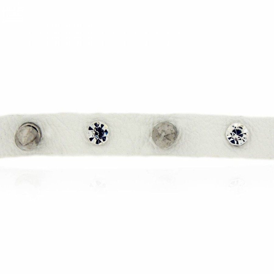 Super Promo Bijoulux | Pulseira Branca Com Spike E Strass