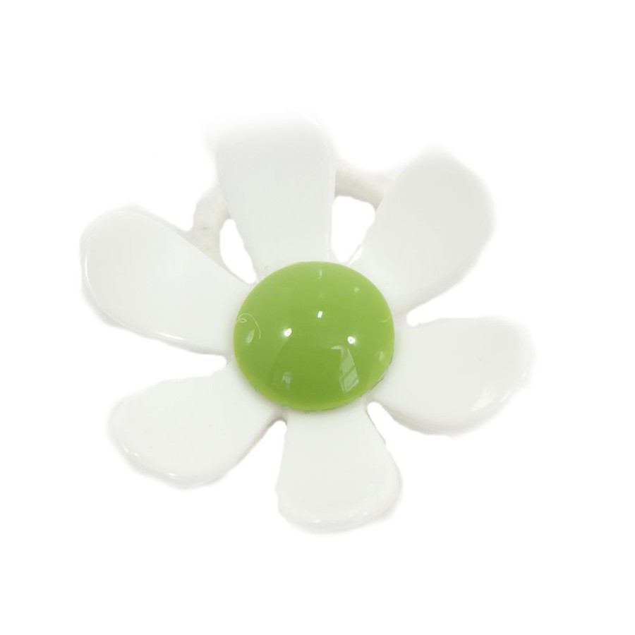 Para Cabelos Bijoulux | Rabico Flor De Acrilico Branco E Verde