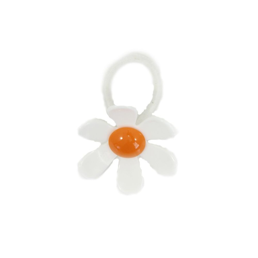 Para Cabelos Bijoulux | Rabico Flor De Acrilico Branco E Laranja