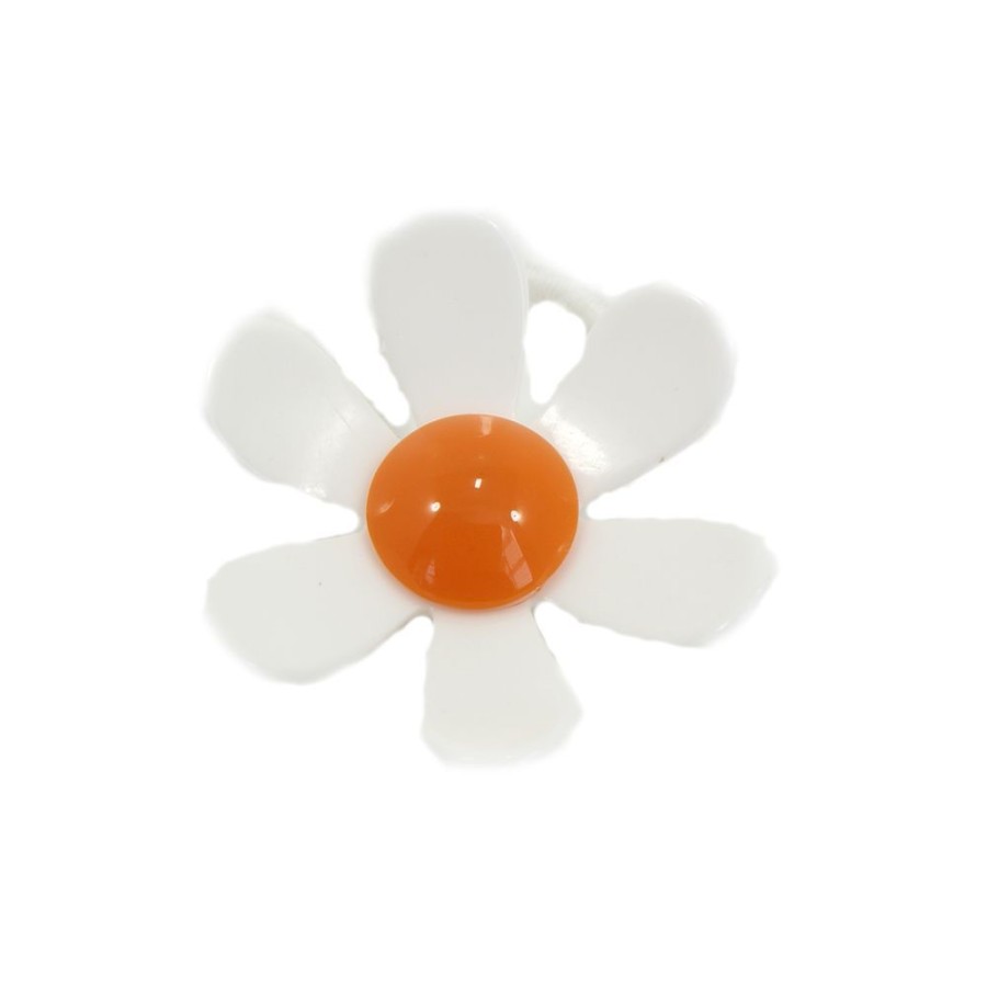 Para Cabelos Bijoulux | Rabico Flor De Acrilico Branco E Laranja