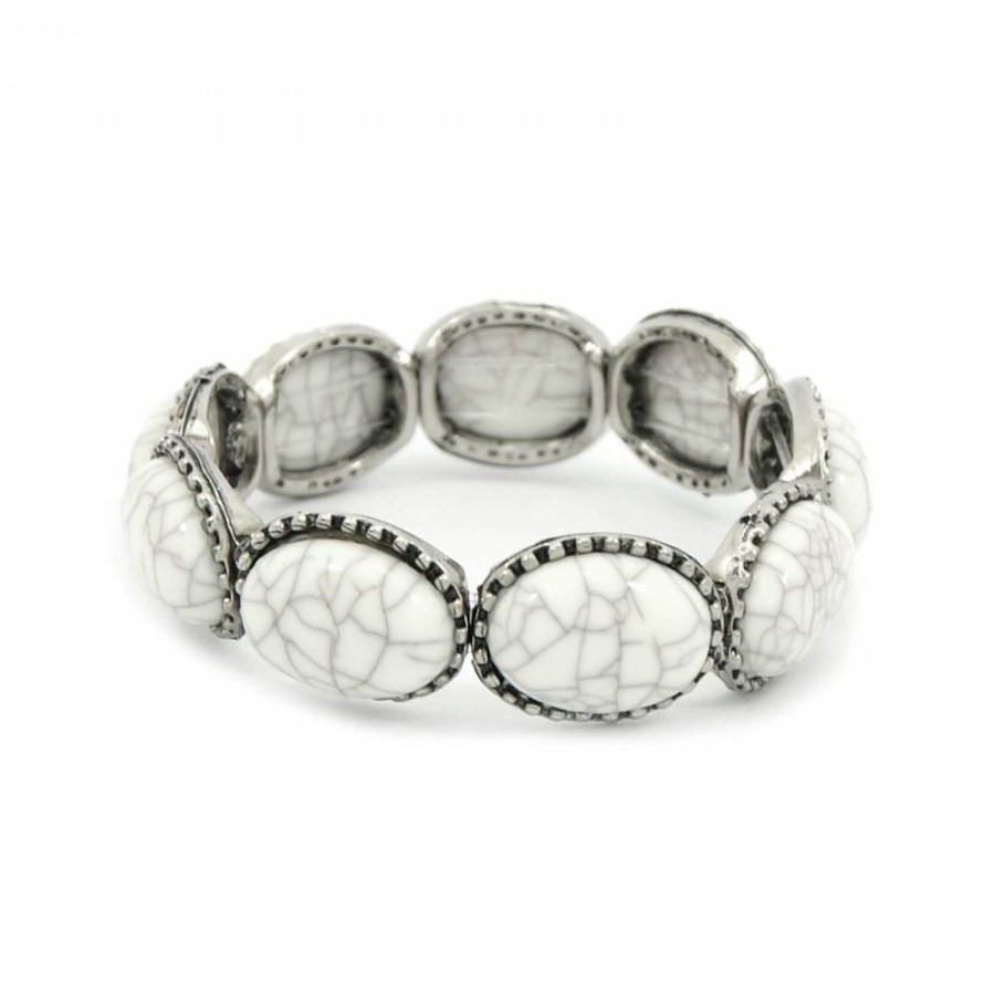 Pulseira Bijoulux | Pulseira Prateada Com Pedras Off White