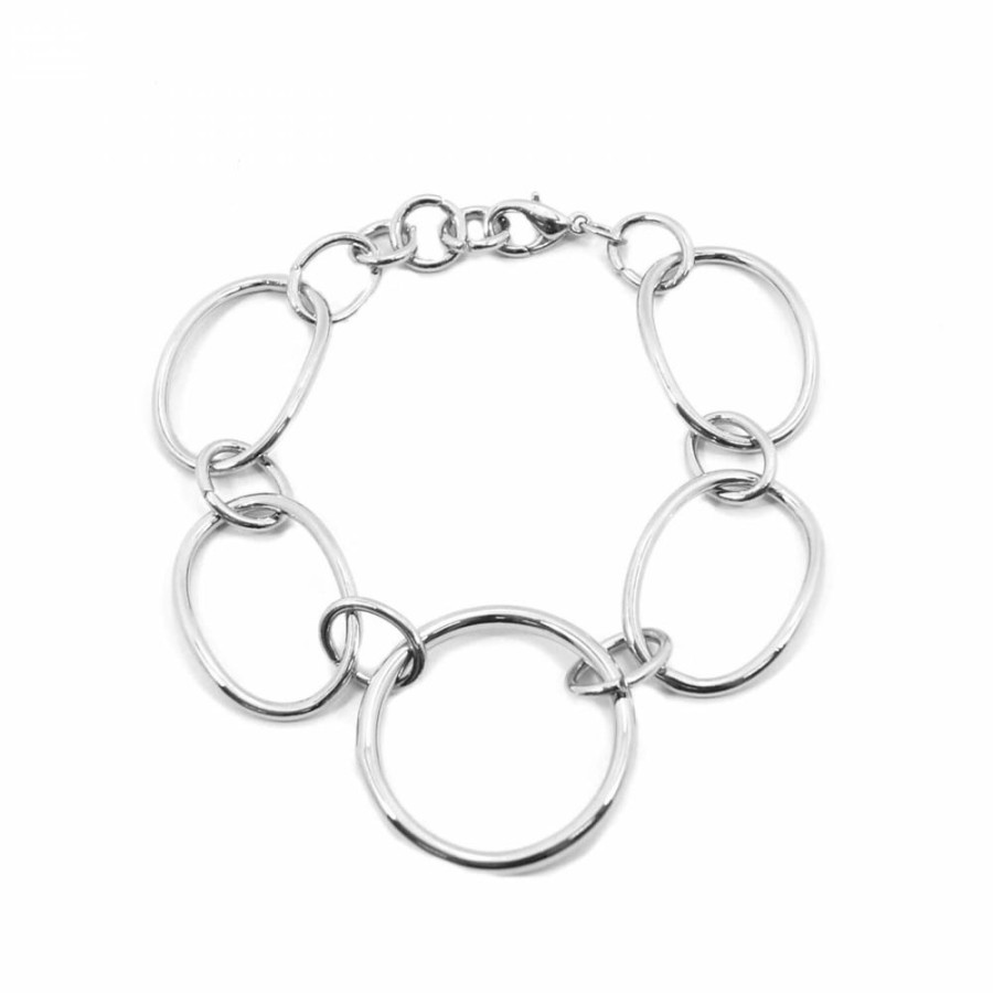 Pulseira Bijoulux | Pulseira Prateada Com Elos Ovais