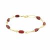 Pulseira Bijoulux | Pulseira Dourada Folheado Com Pedra Vermelho Escuro