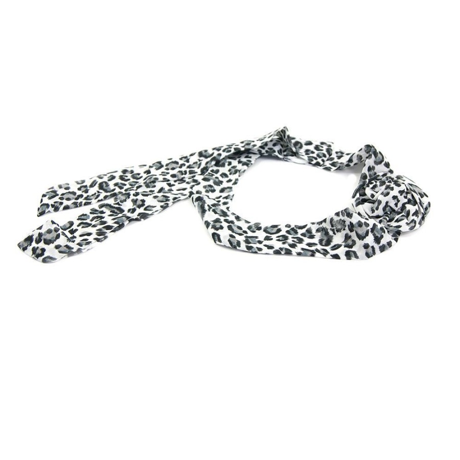 Para Cabelos Bijoulux | Headband Turbante Animal Print Preto E Branco Com Flor