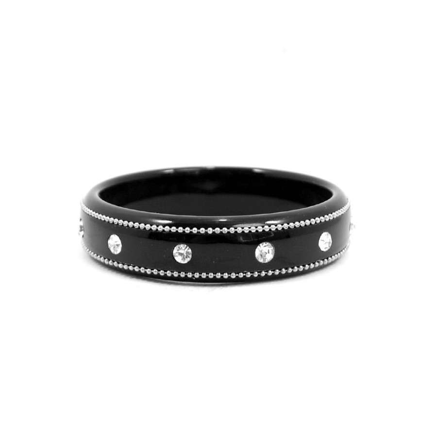 Pulseira Bijoulux | Pulseira Bracelete Preto Com Strass