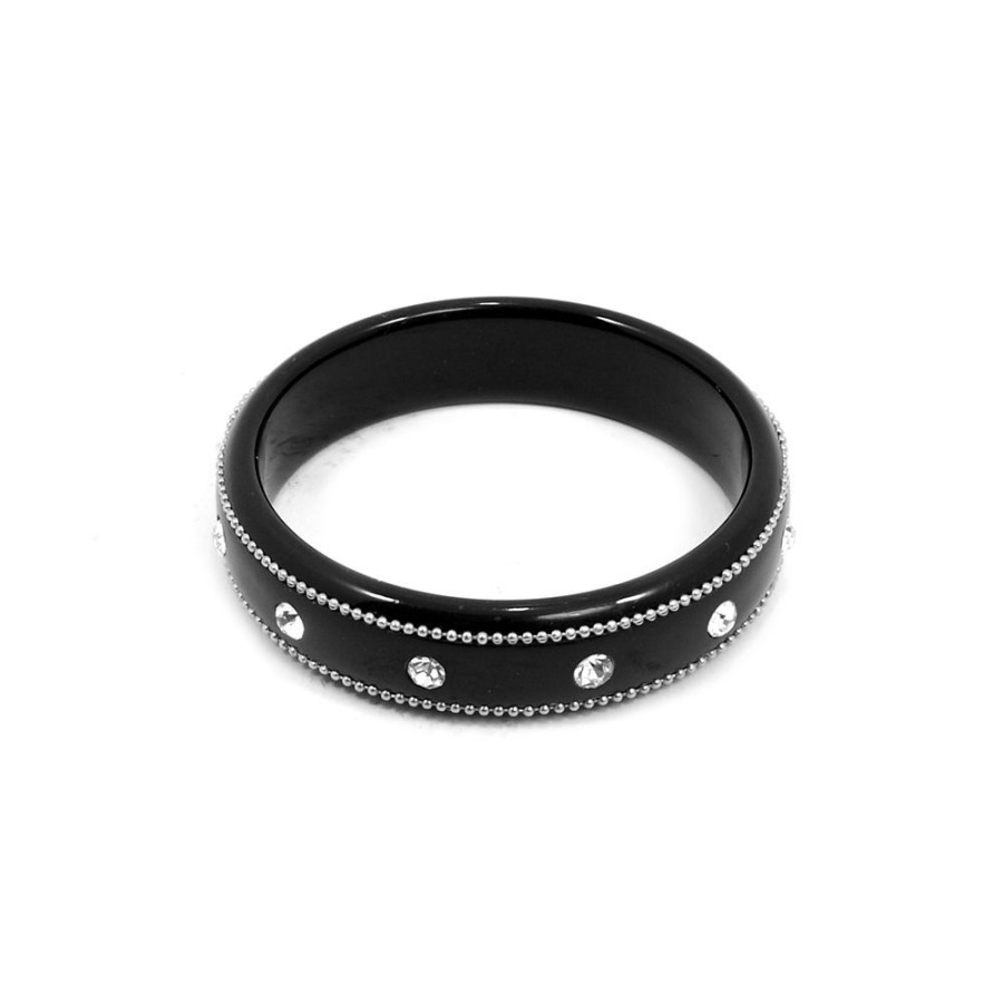 Pulseira Bijoulux | Pulseira Bracelete Preto Com Strass