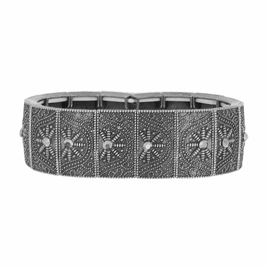 Pulseira Bijoulux | Pulseira Grafite Estilo Boho Com Strass