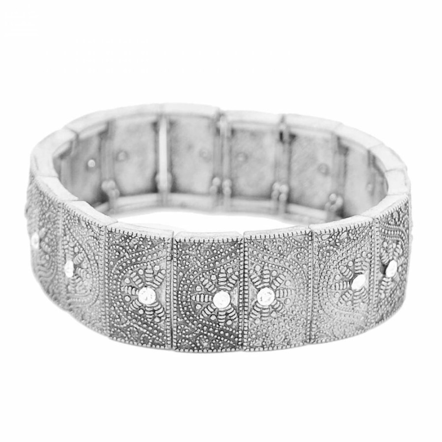 Pulseira Bijoulux | Pulseira Prateada Estilo Boho Com Strass