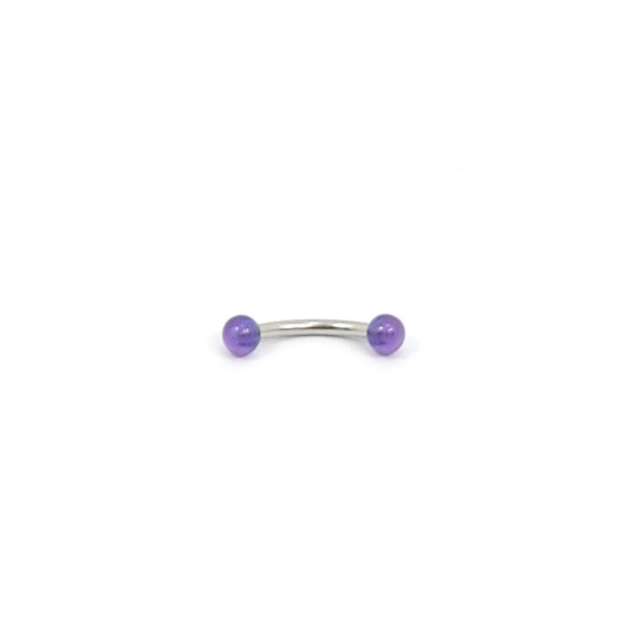 Piercing Bijoulux | Piercing De Sobrancelha Prateado Com Bolinha Lilas