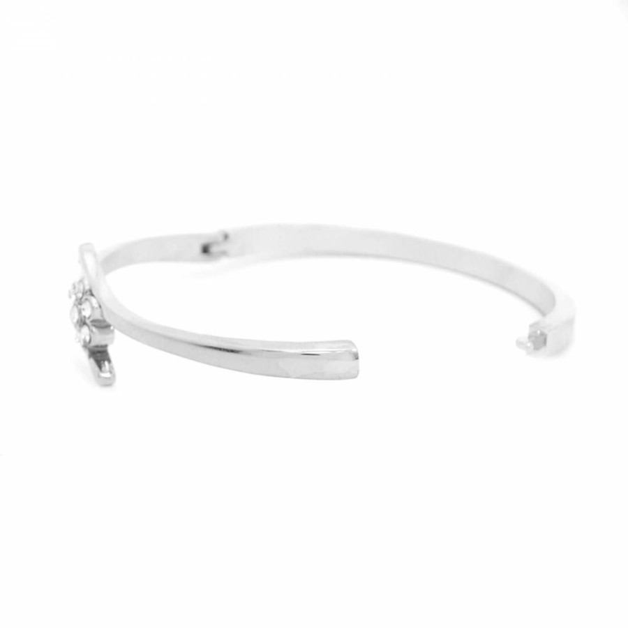 Pulseira Bijoulux | Pulseira Bracelete Prateado Com Strass