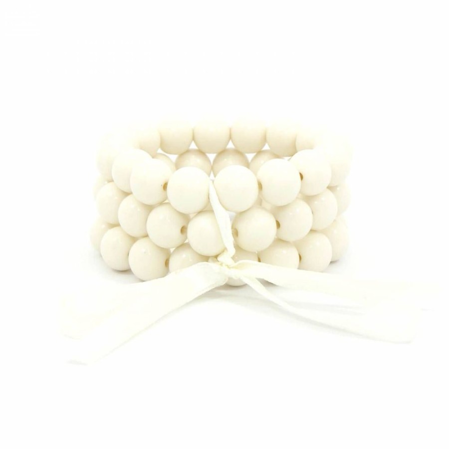 Pulseira Bijoulux | Pulseira Tripla De Bolas Off White