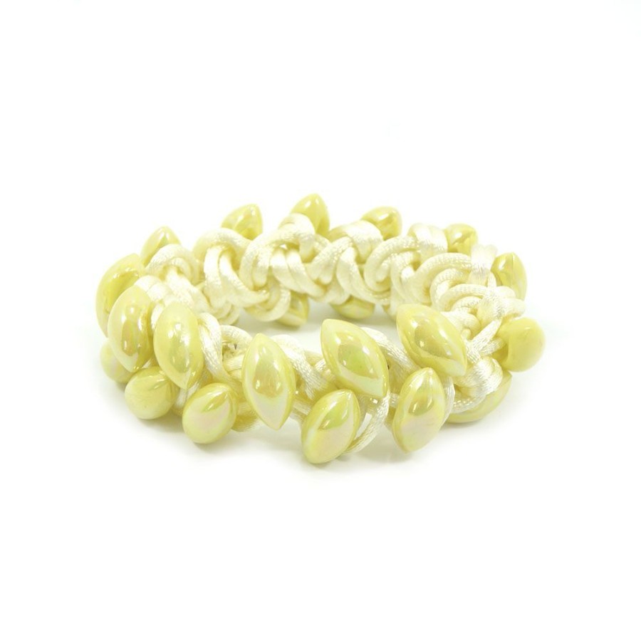 Acessorio Para Cabelo Bijoulux | Scrunchie Amarelo Entrelacado Com Navetes