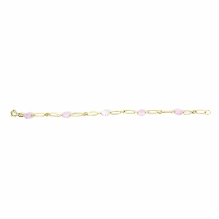 Pulseira Bijoulux | Pulseira Dourada Folheado Com Pedra Lilas