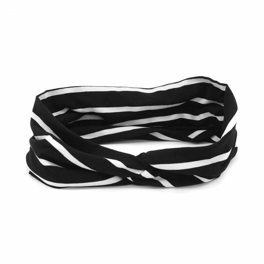 Para Cabelos Bijoulux | Headband Turbante Listrada Preto E Branco