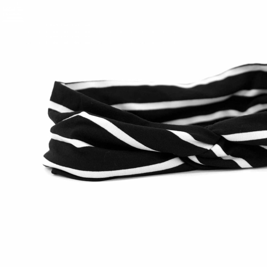 Para Cabelos Bijoulux | Headband Turbante Listrada Preto E Branco