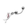 Piercing Bijoulux | Piercing De Umbigo Prateado Com Golfinho De Strass Rosa