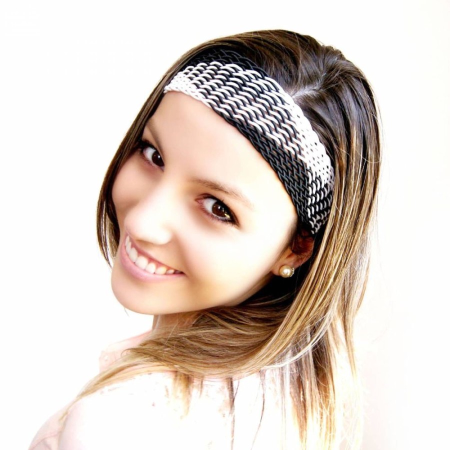 Acessorio Para Cabelo Bijoulux | Headband Largo Preto E Branco