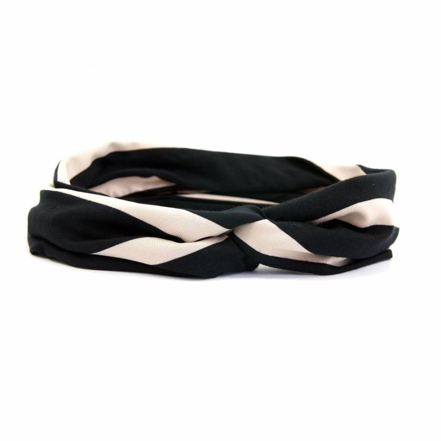 Acessorio Para Cabelo Bijoulux | Headband Turbante Listrada Preta E Off White