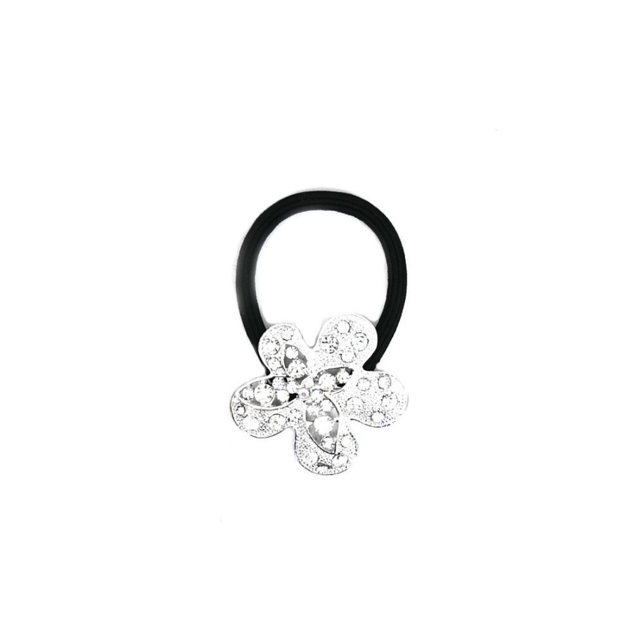 Para Cabelos Bijoulux | Rabico Metal Prateado Flor Com Strass (Copia)