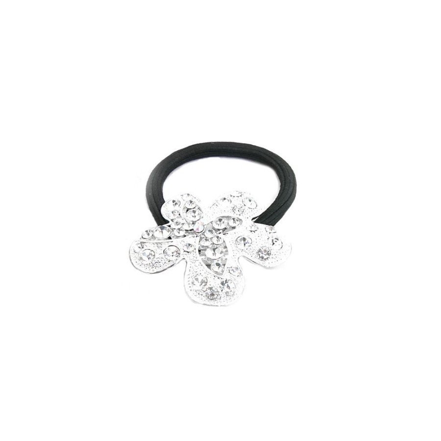 Para Cabelos Bijoulux | Rabico Metal Prateado Flor Com Strass (Copia)