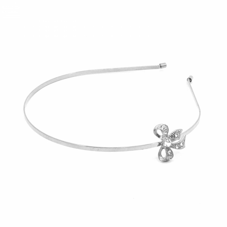 Para Cabelos Bijoulux | Tiara Prateada De Metal Com Laco Em Strass