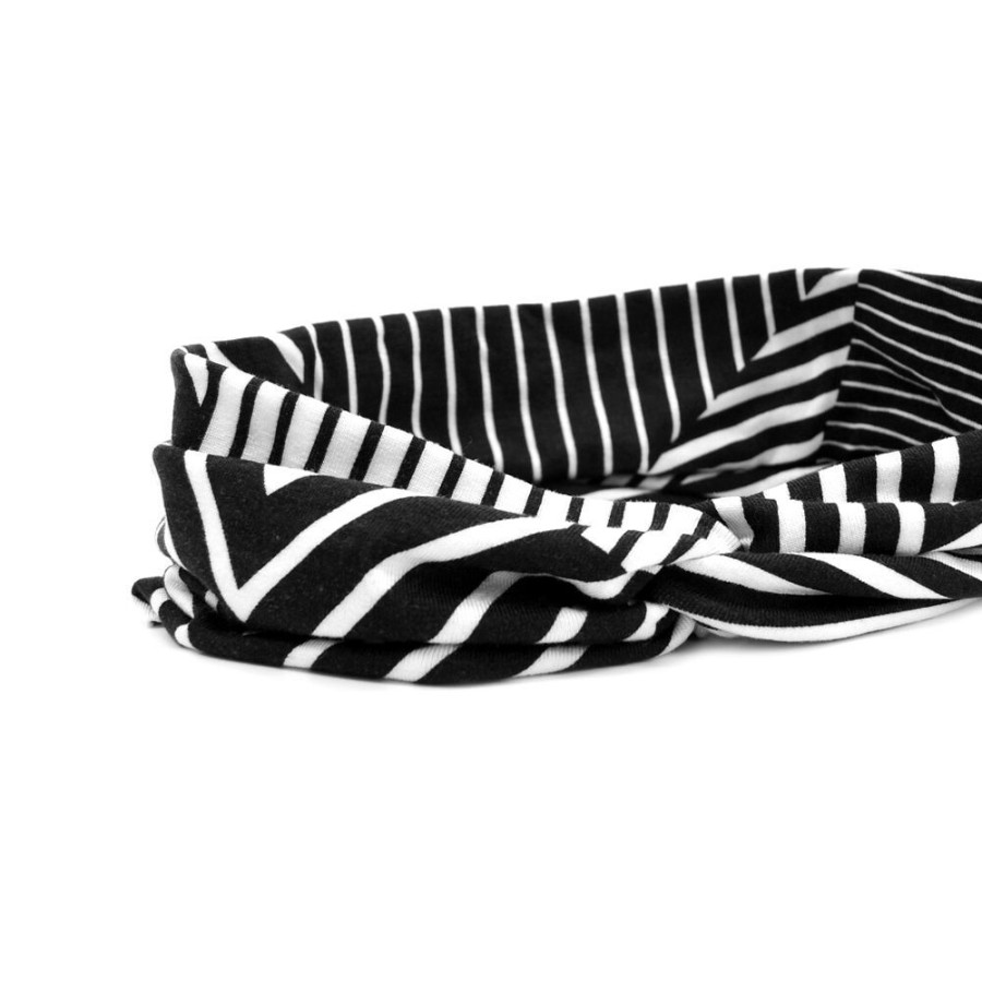 Para Cabelos Bijoulux | Headband Turbante Preto E Branco Listrado