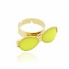 Super Promo Bijoulux | Anel Regulavel Dourado De Oculos Cor Amarelo Neon