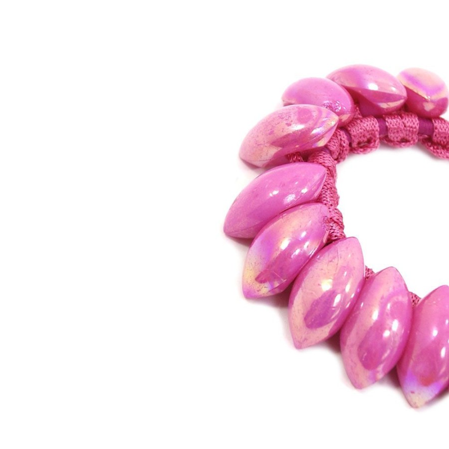 Acessorio Para Cabelo Bijoulux | Scrunchie Rosa Pink Com Navetes